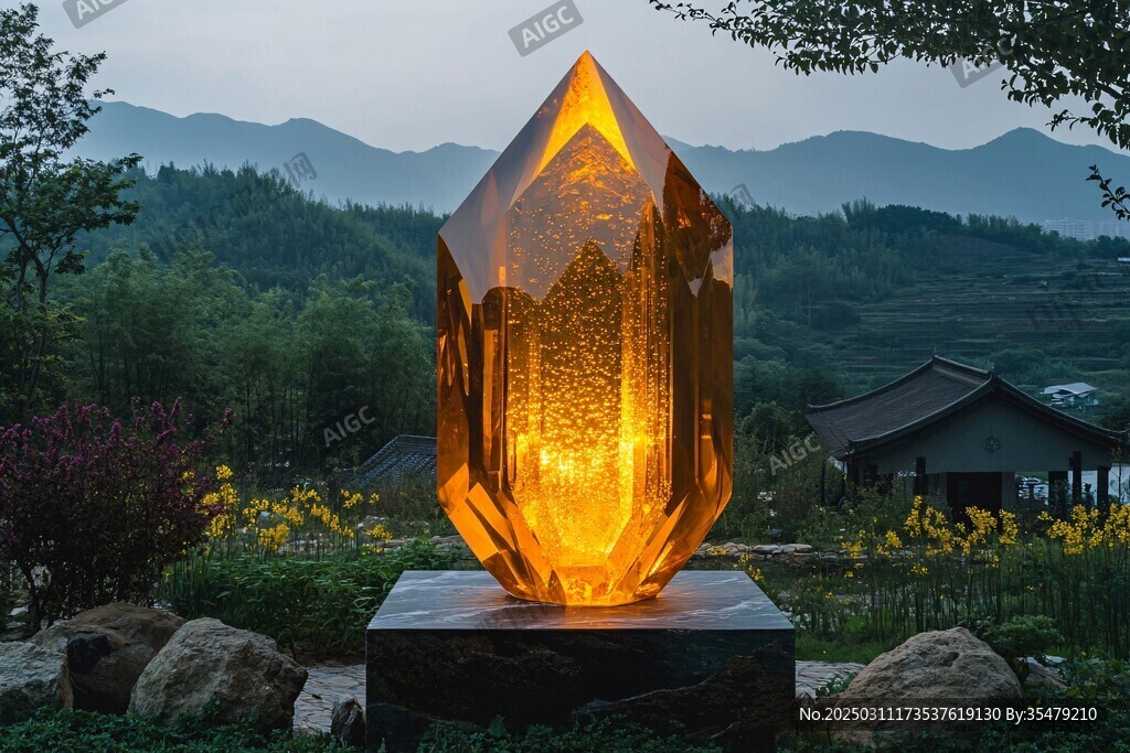 巨型水晶雕塑矗立于山谷之中