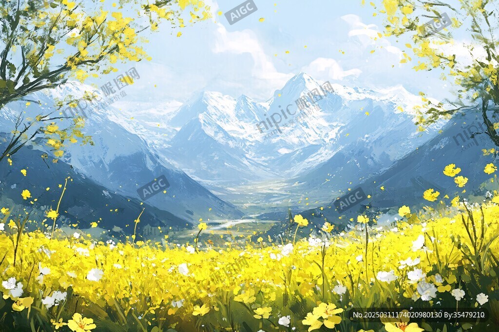 山谷中的油菜花海