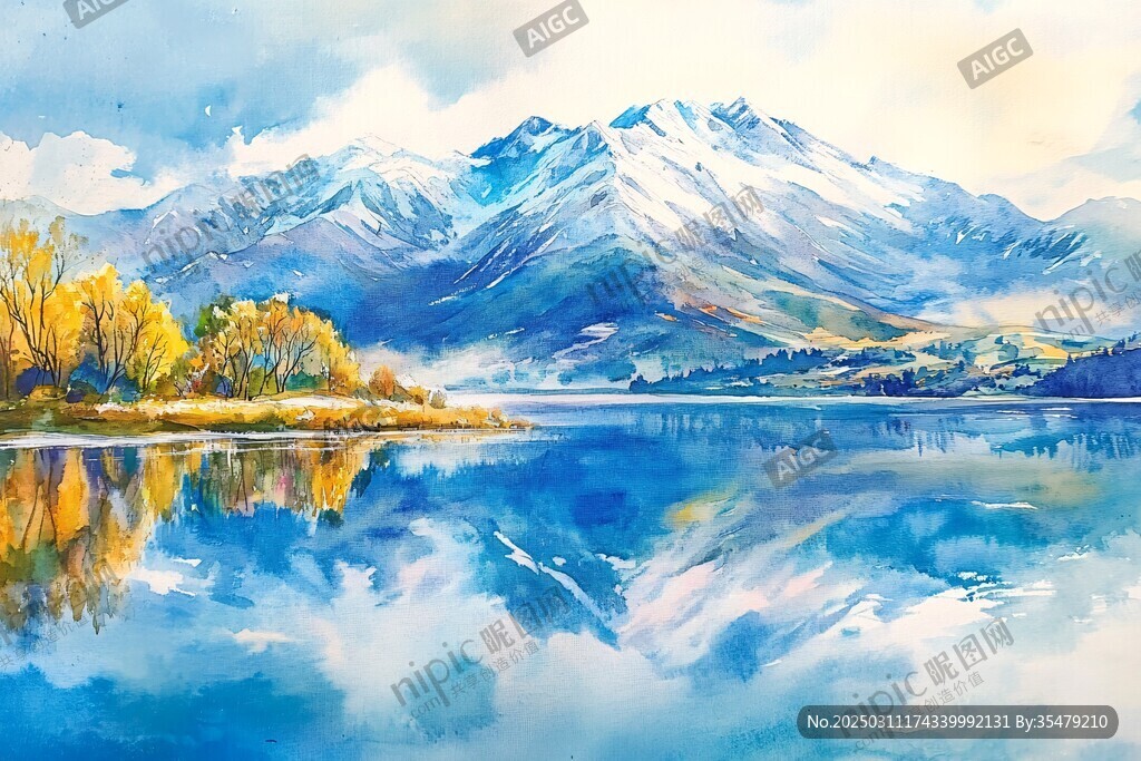 水彩畫中的山水風(fēng)景