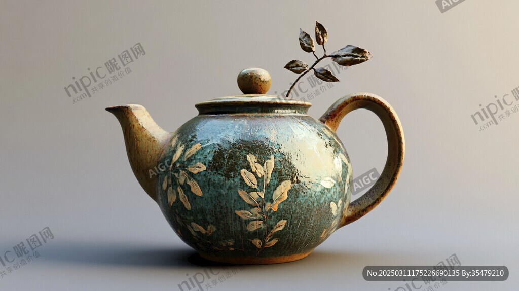 古樸陶瓷茶壺