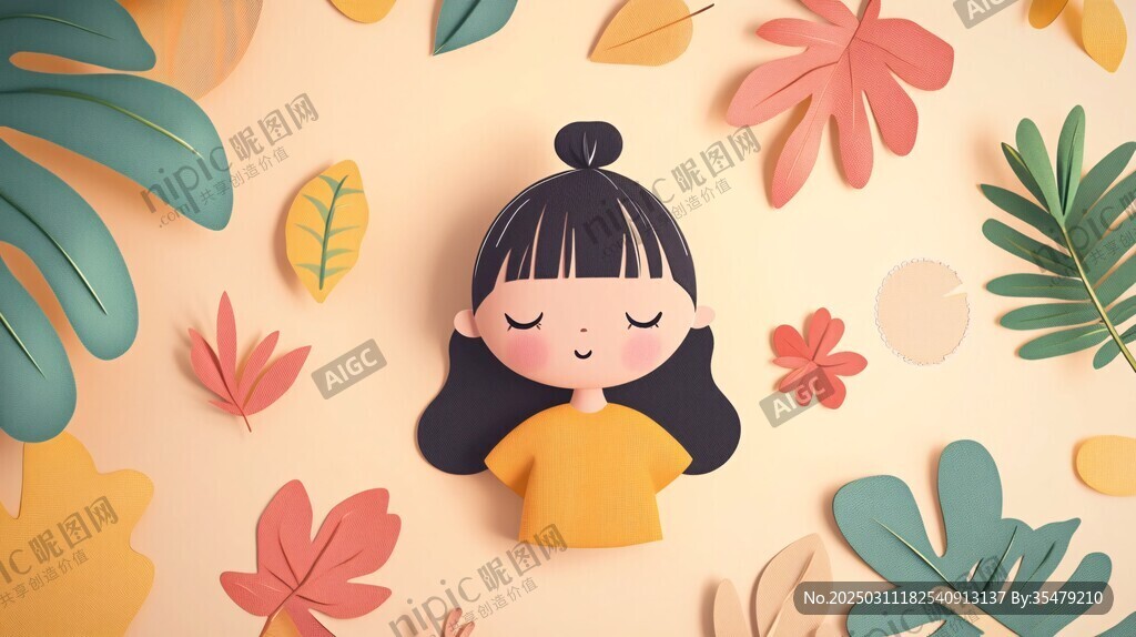 秋日寧?kù)o的紙藝少女