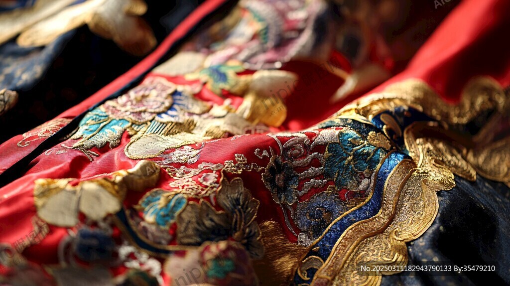 絢麗紅衣 金色刺繡