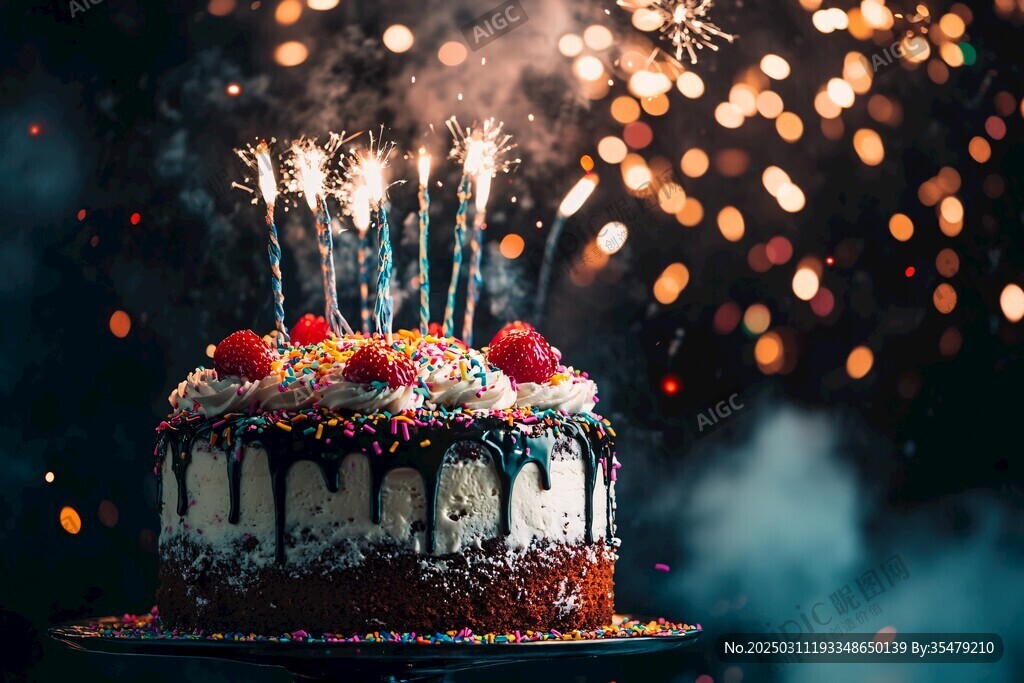 璀璨生日蛋糕 煙火與光影的盛宴