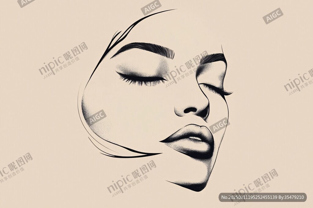 女性面部特寫藝術插畫