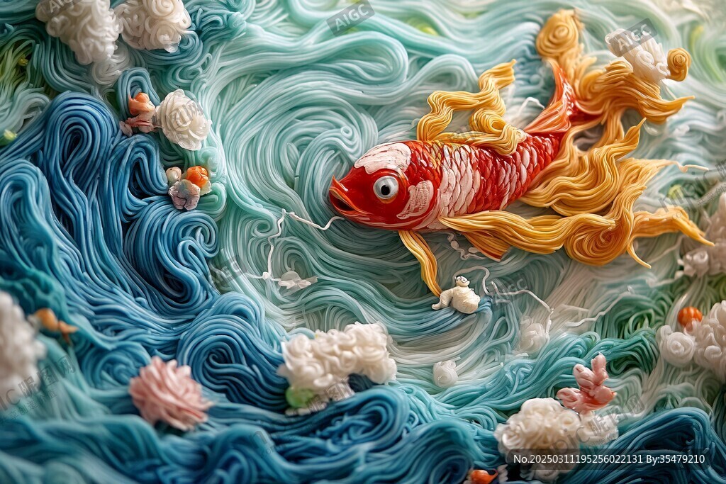 彩色面條藝術作品