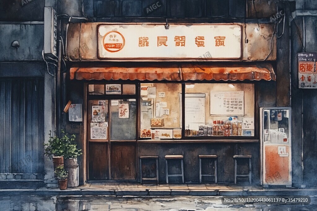 夜晚的舊式商店