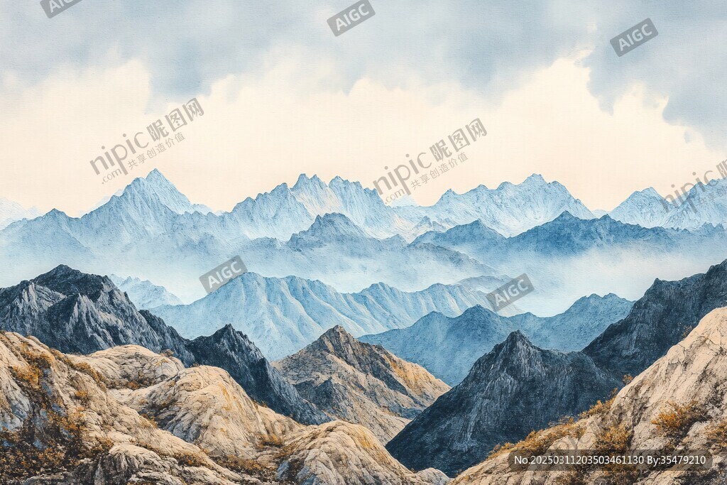 層巒疊嶂的山水畫