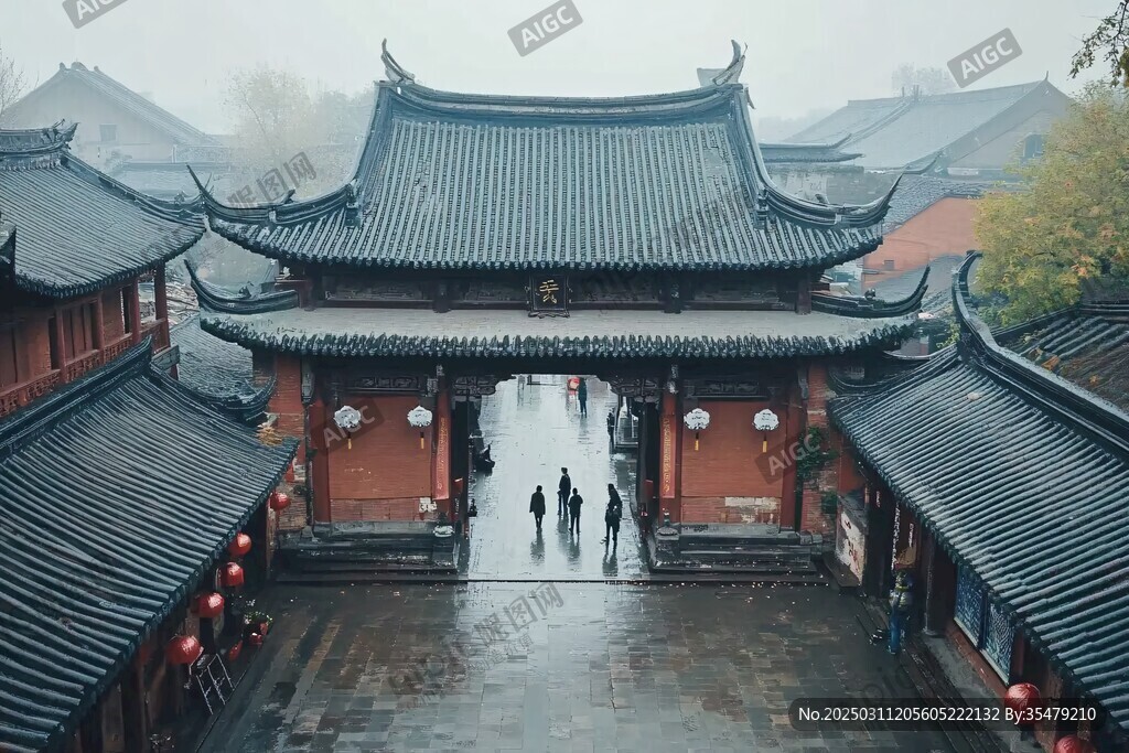 云霧繚繞的古城風貌