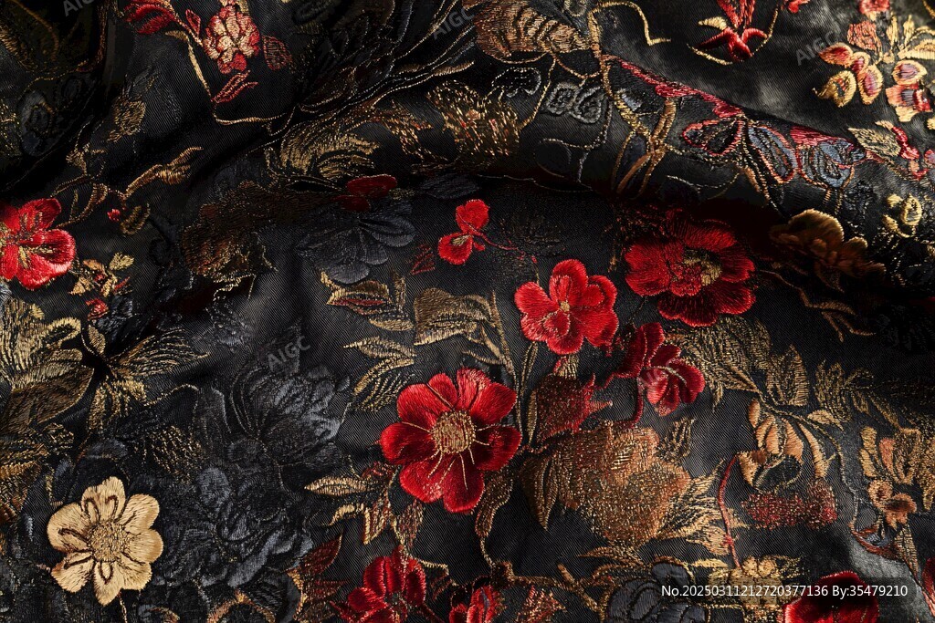 金紅花卉織錦