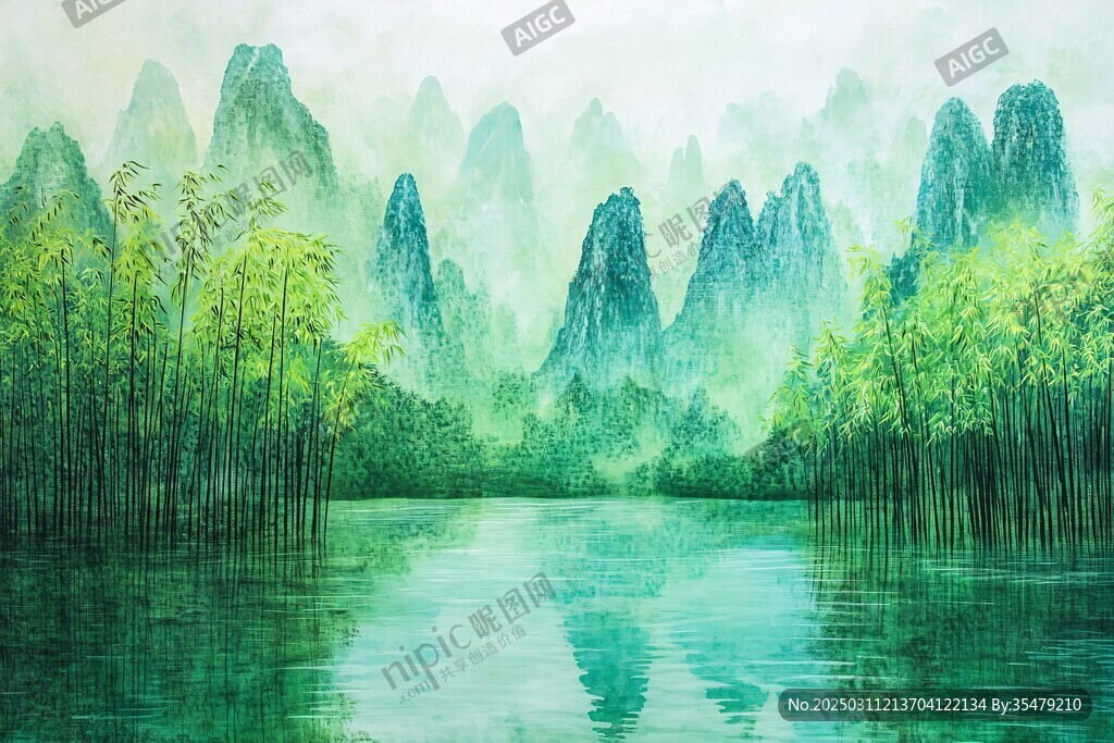 翠竹蒼山 碧波蕩漾