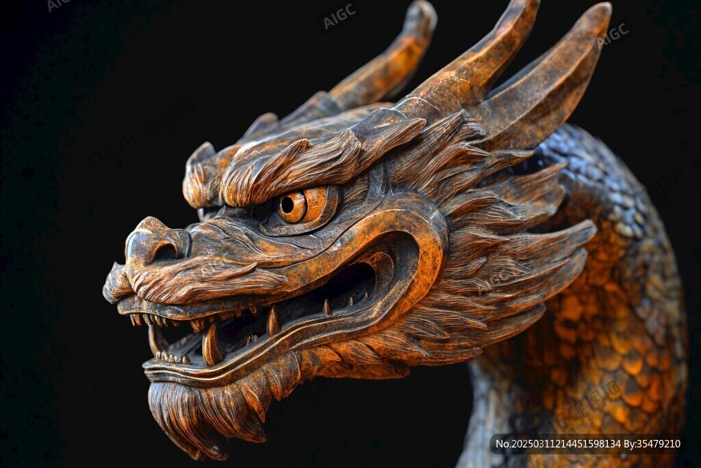 青銅龍雕塑的細(xì)節(jié)