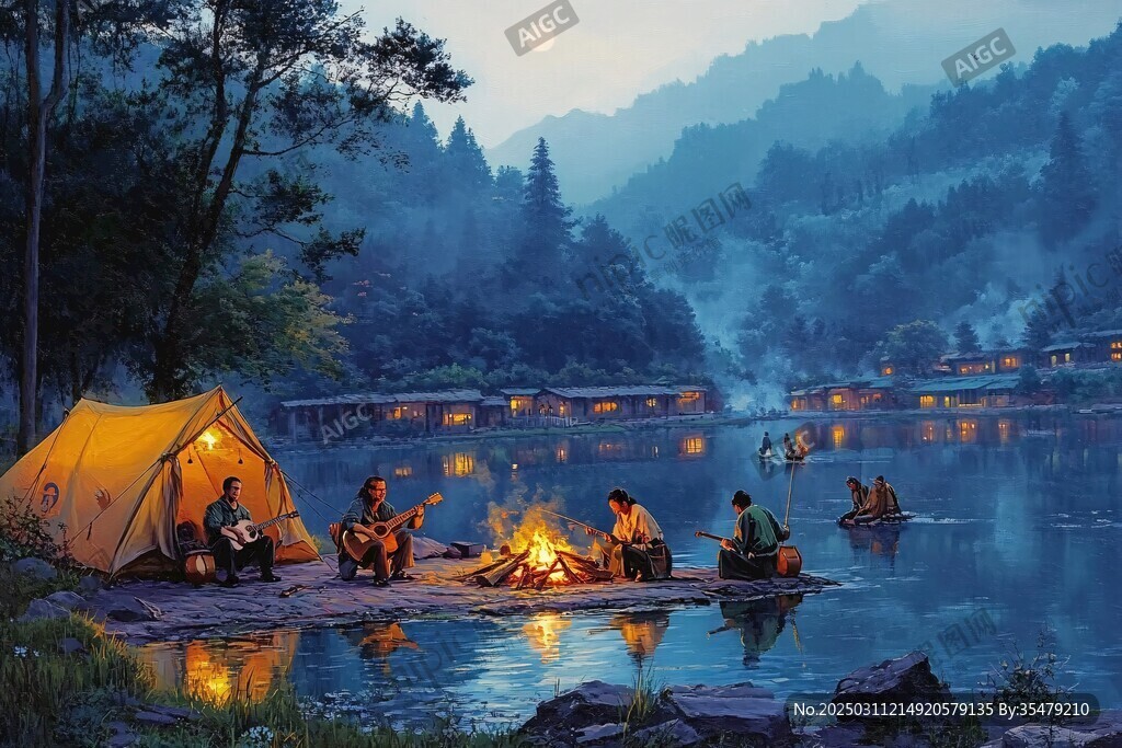 夜幕下的篝火晚會(huì)