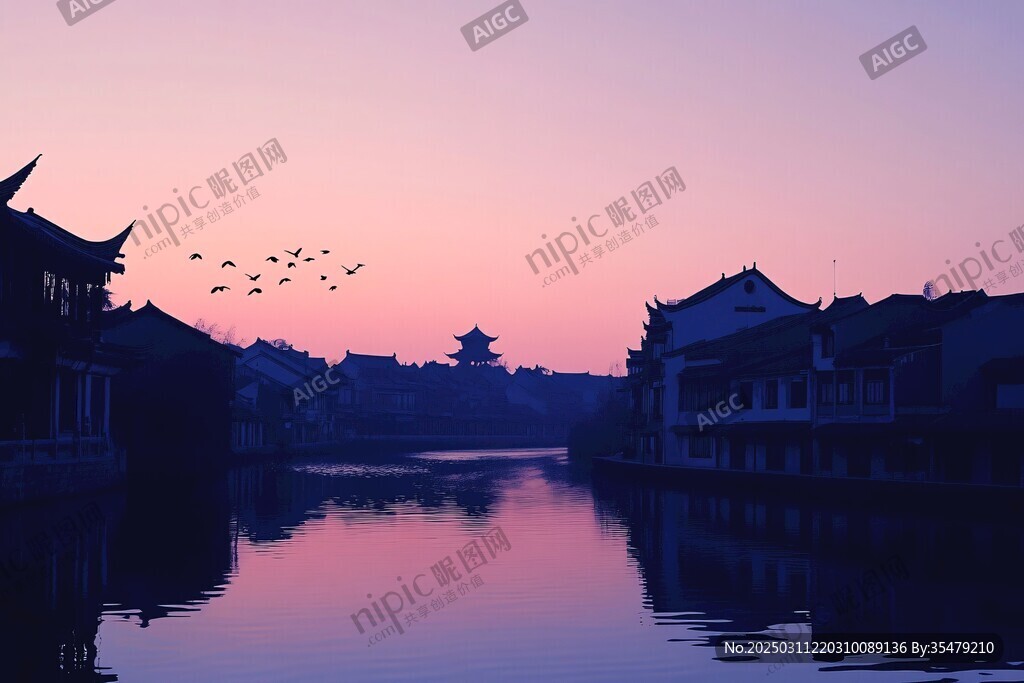 江南水鄉(xiāng)的暮色