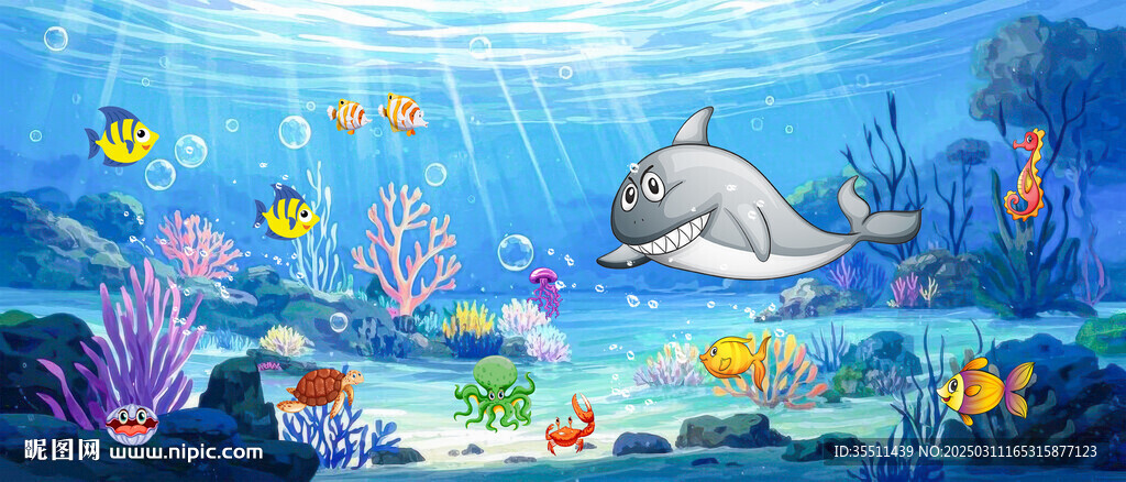 卡通海洋生物海底動物