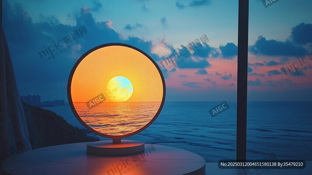 夕陽映照下的海洋之景
