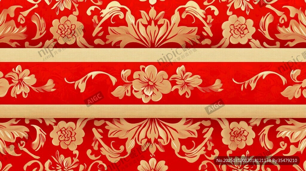 奢華紅金花卉圖案
