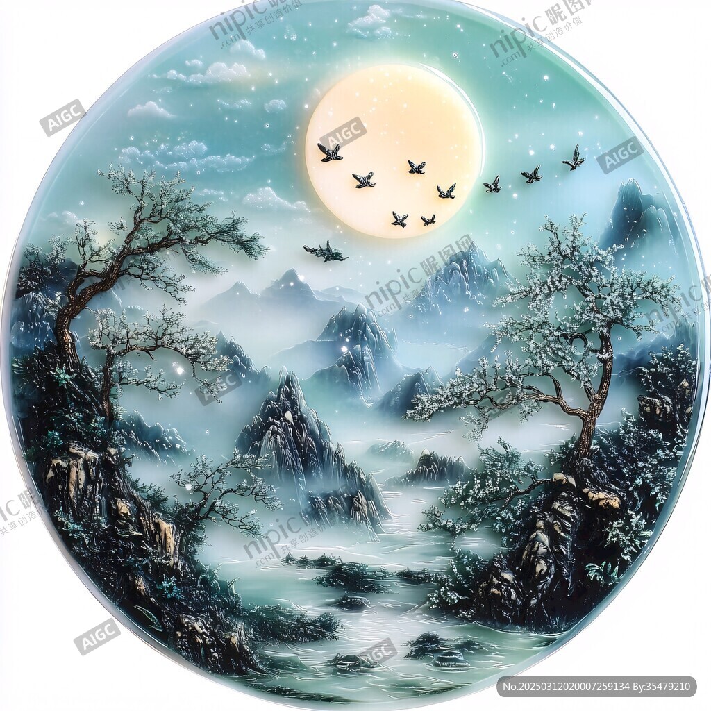 山水月鳥圖