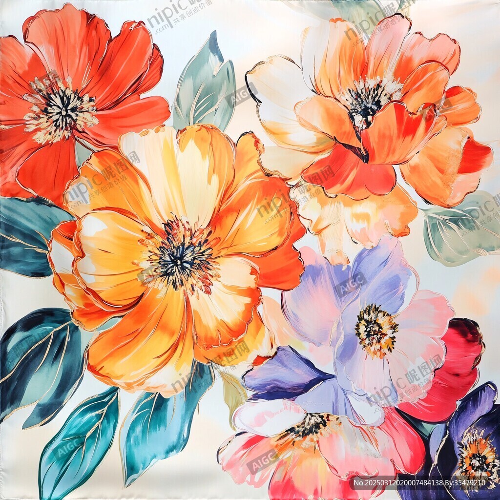 絢麗花卉畫作