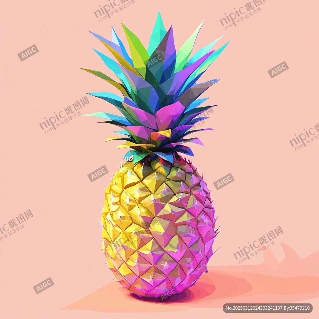 彩色低多邊形菠蘿