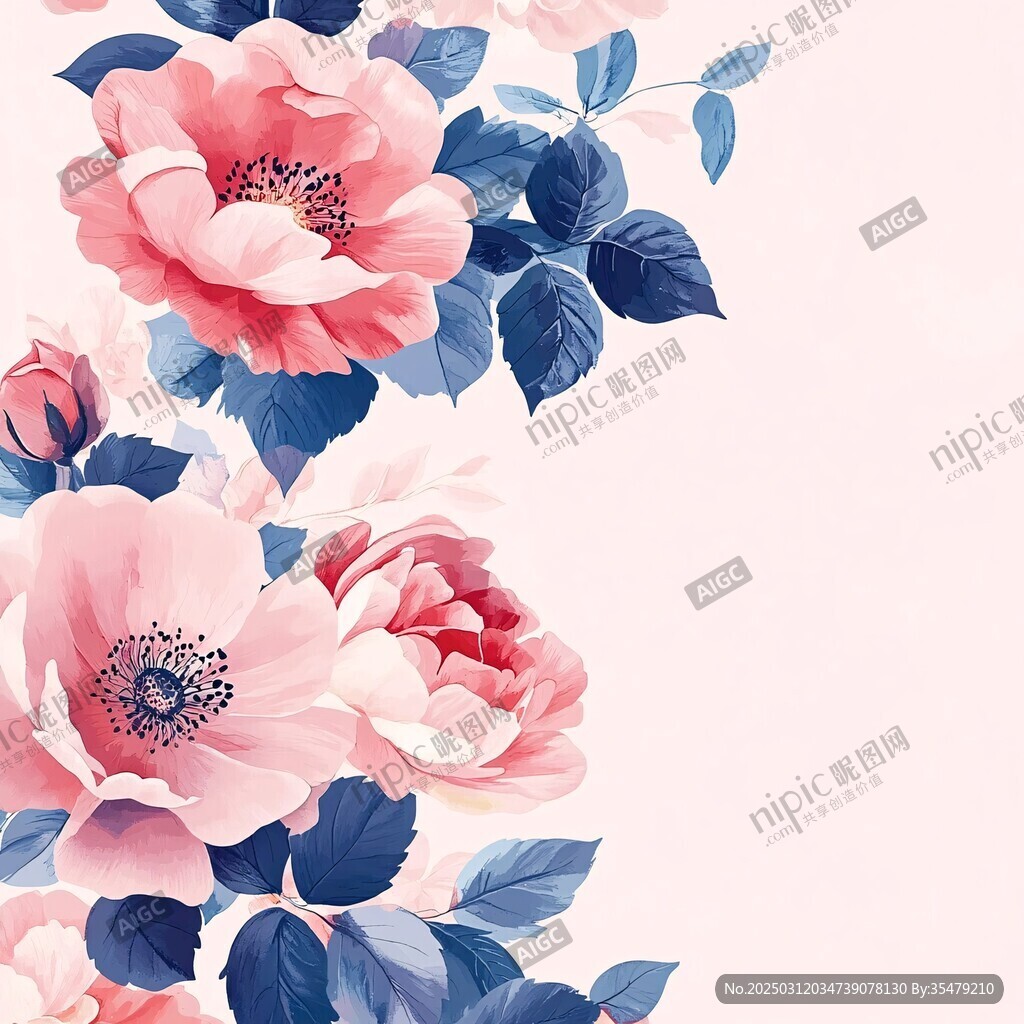 粉藍(lán)花卉圖案