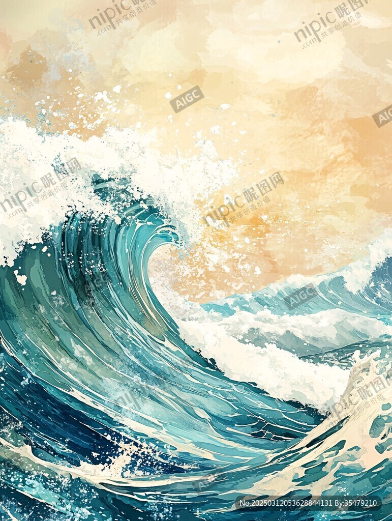 洶涌的海浪與絢爛的天空