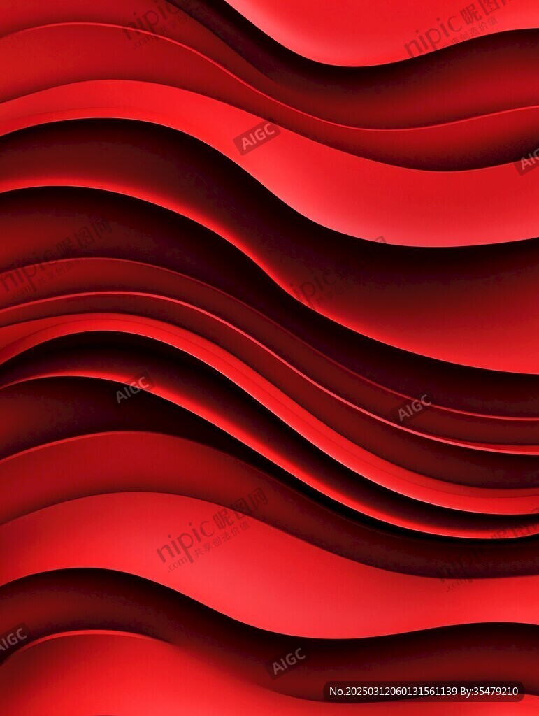 紅色波浪抽象藝術(shù)