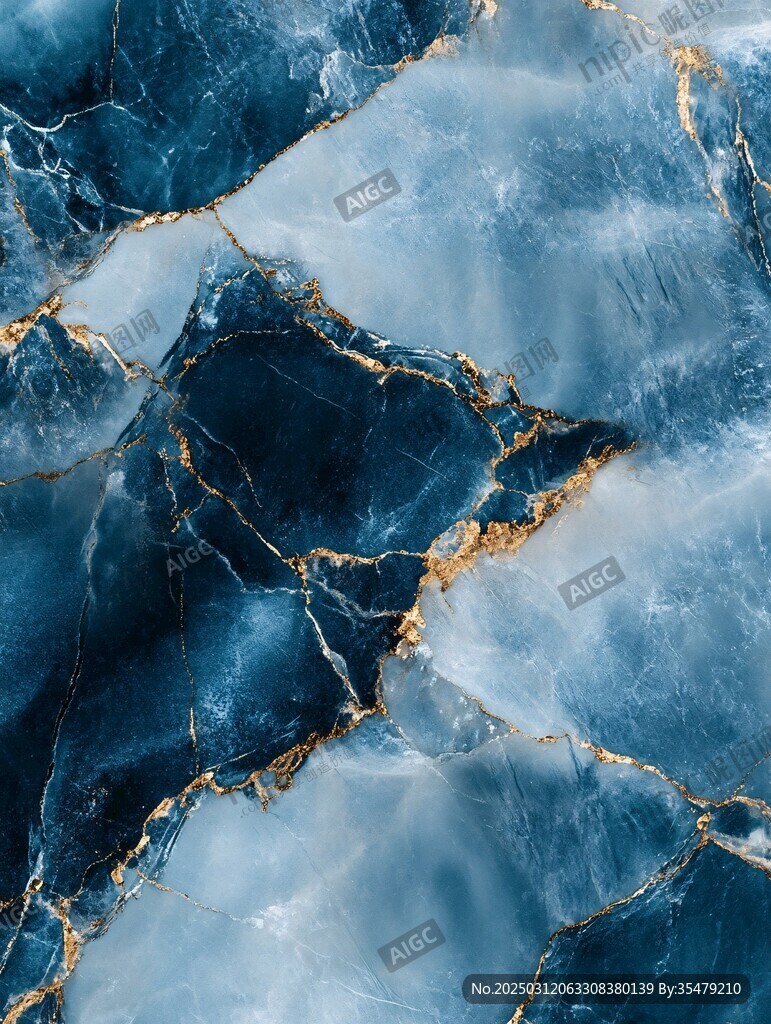 深邃藍金紋理大理石背景