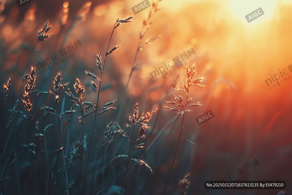 夕陽下的草地