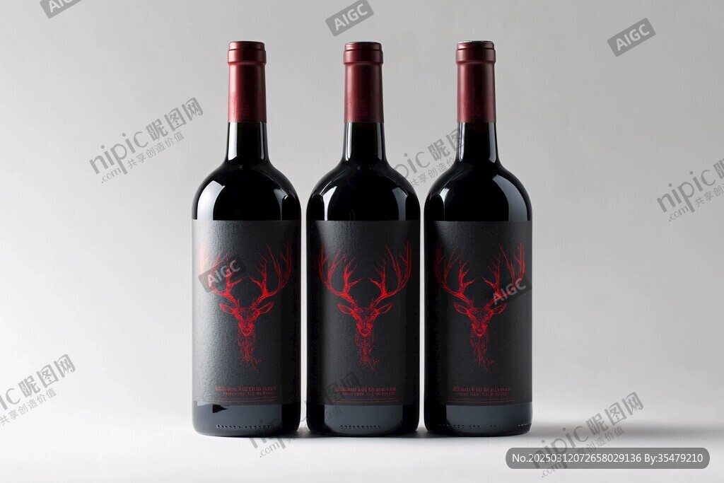 紅鹿葡萄酒瓶設計