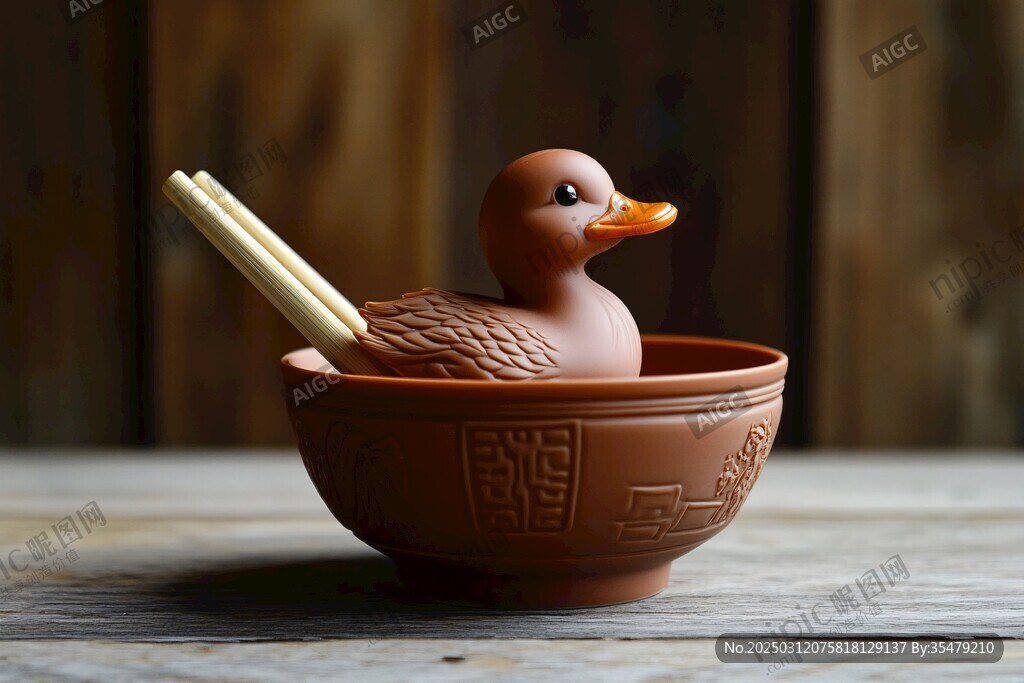 棕色陶瓷碗中的創(chuàng)意筷子架