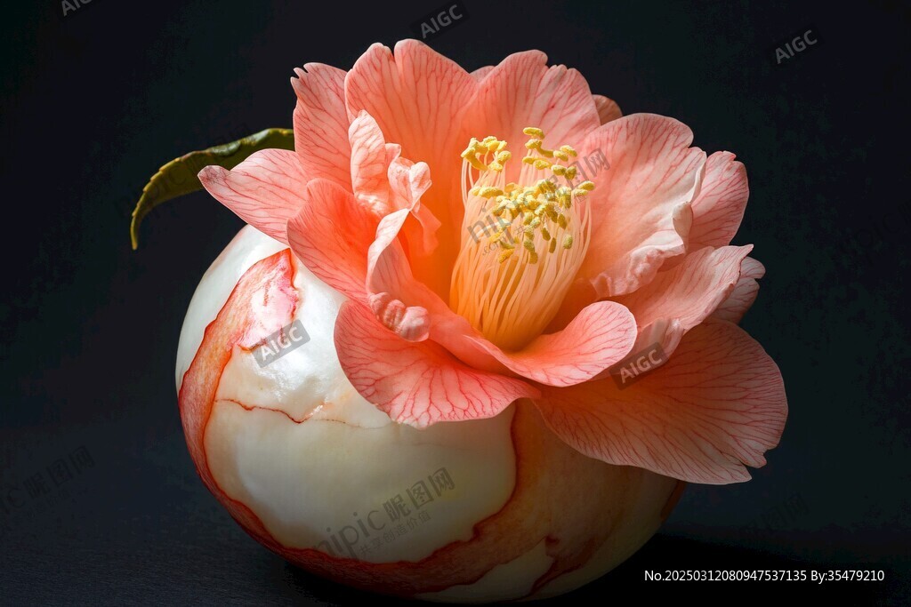 山茶花與果實的藝術融合