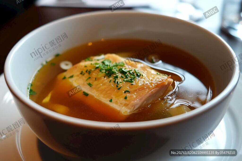 美味雞肉湯 點(diǎn)綴細(xì)香蔥