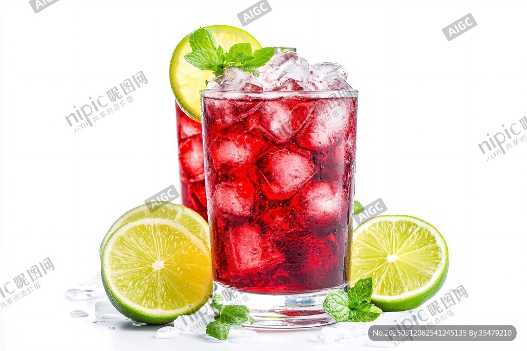 冰爽紅色檸檬水 青檸和薄荷點(diǎn)綴