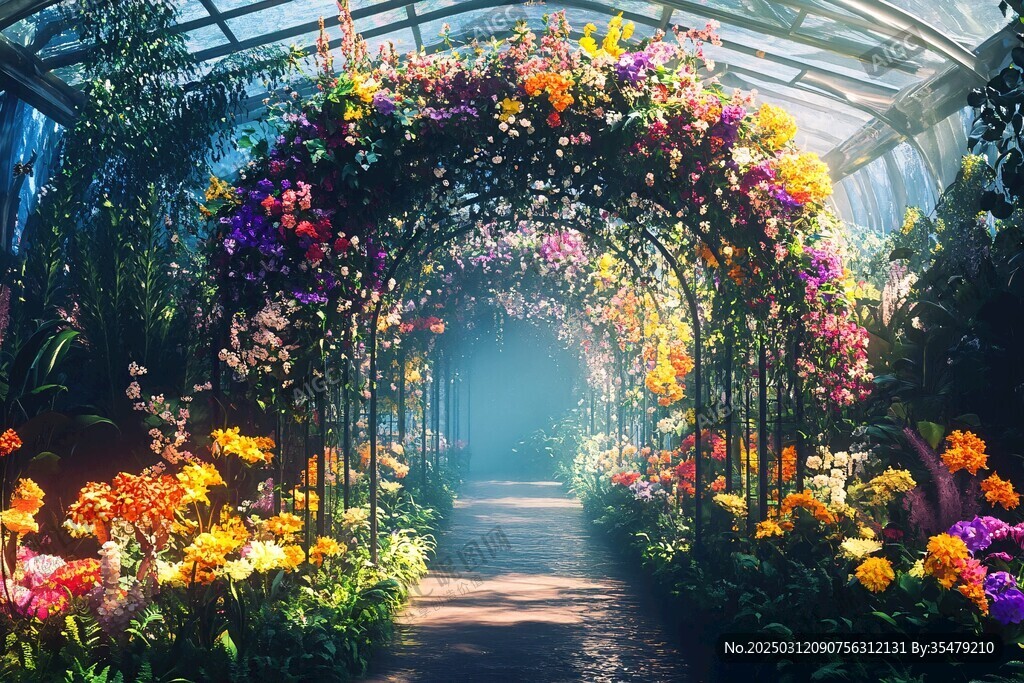 迷人的花卉隧道