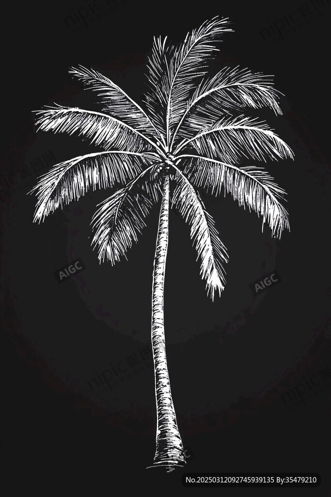 黑白棕櫚樹剪影