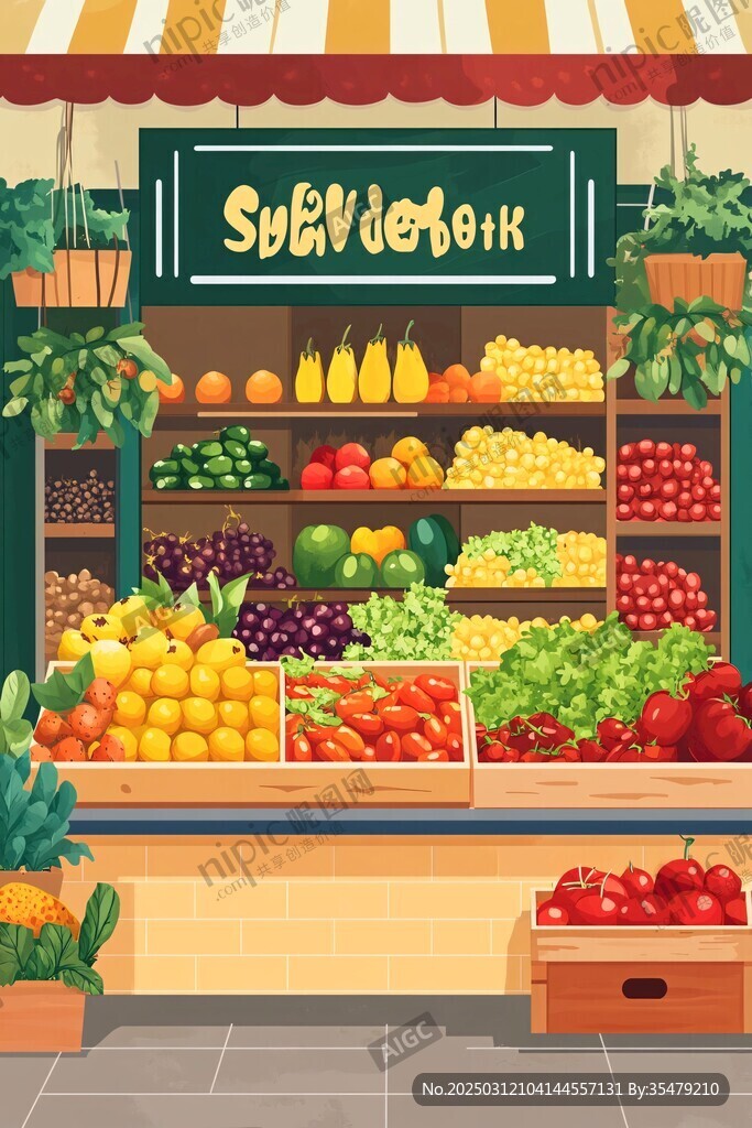 生機勃勃的水果蔬菜店
