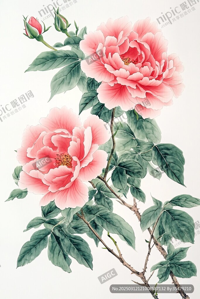 絢爛的粉色牡丹