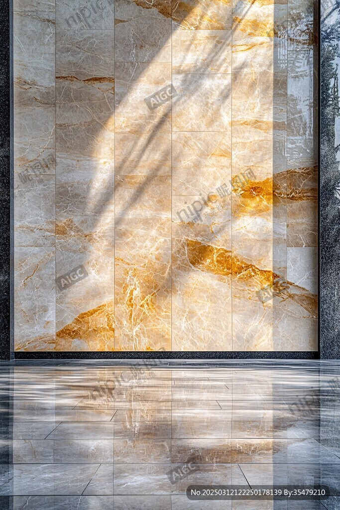 marble wall and floor reflection