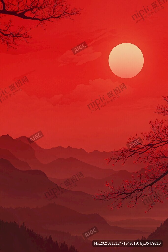 日落山景