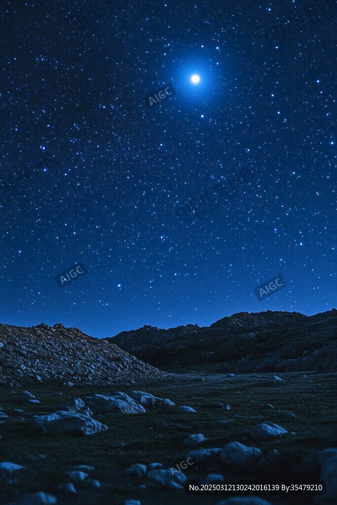 夜幕下的星空山谷