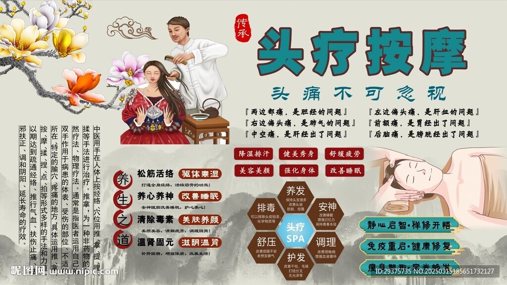 頭療按摩背景墻