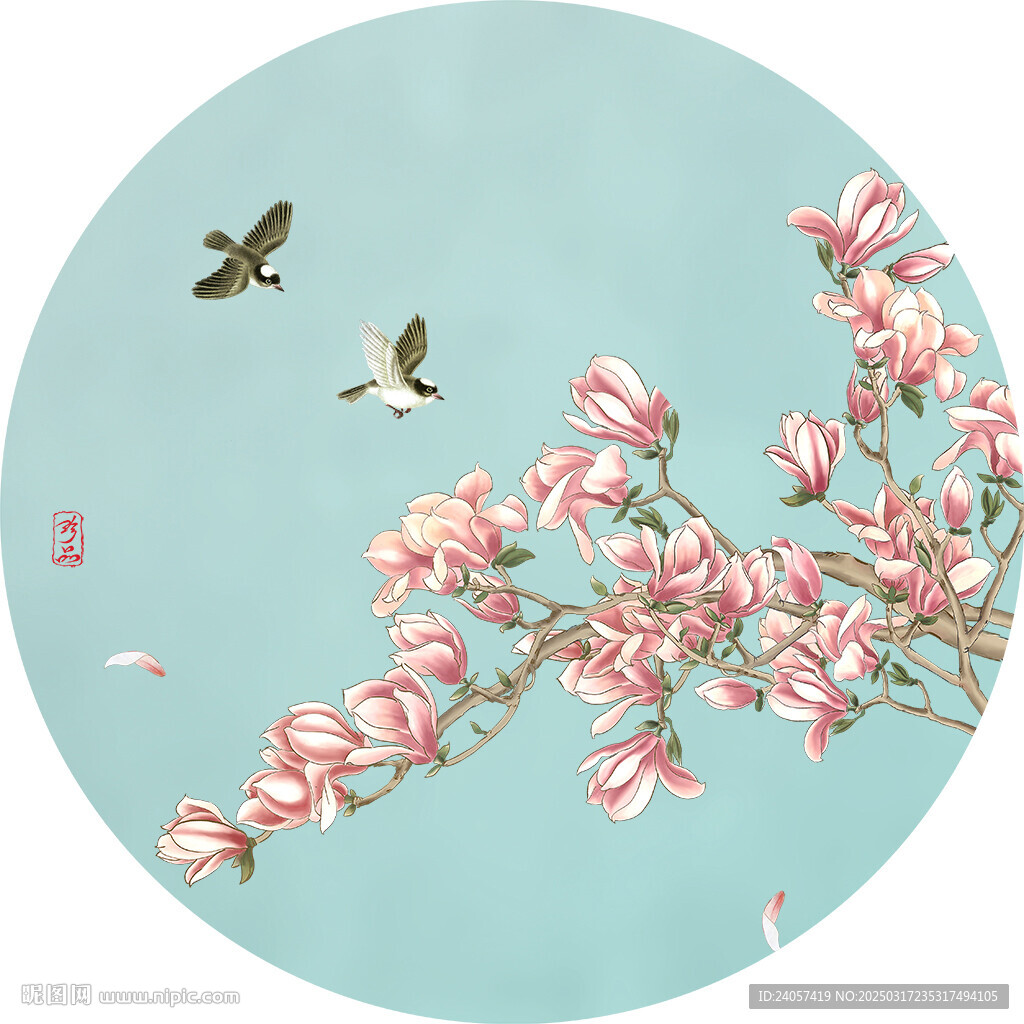 新中式花鳥玉蘭