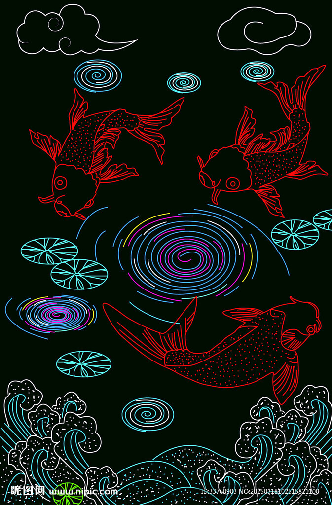 紅色魚燈飾畫