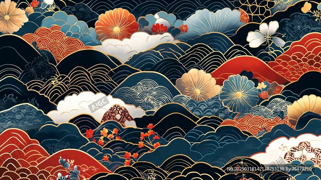 云海花卉圖案