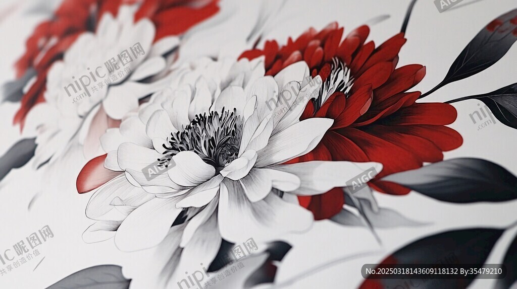 紅白花卉藝術