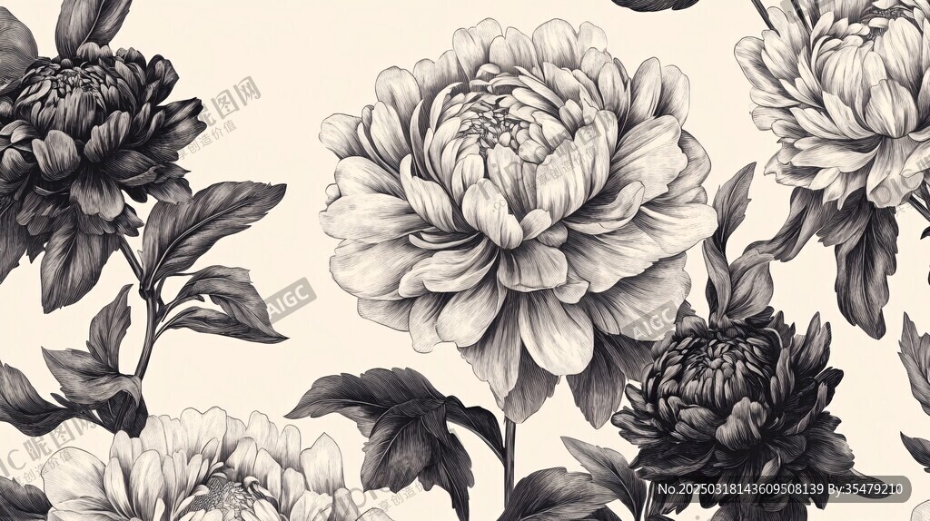 黑白花卉圖案