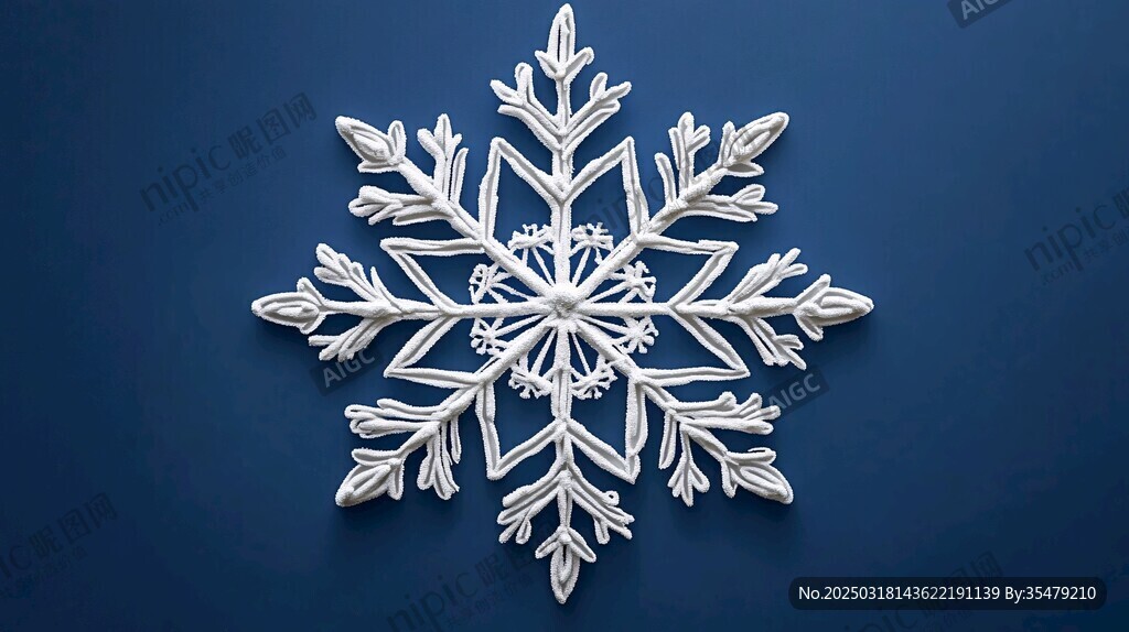 白色雪花在藍色背景上