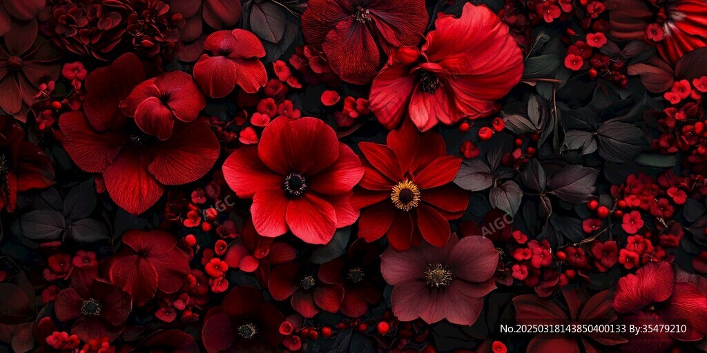 紅色花卉的藝術