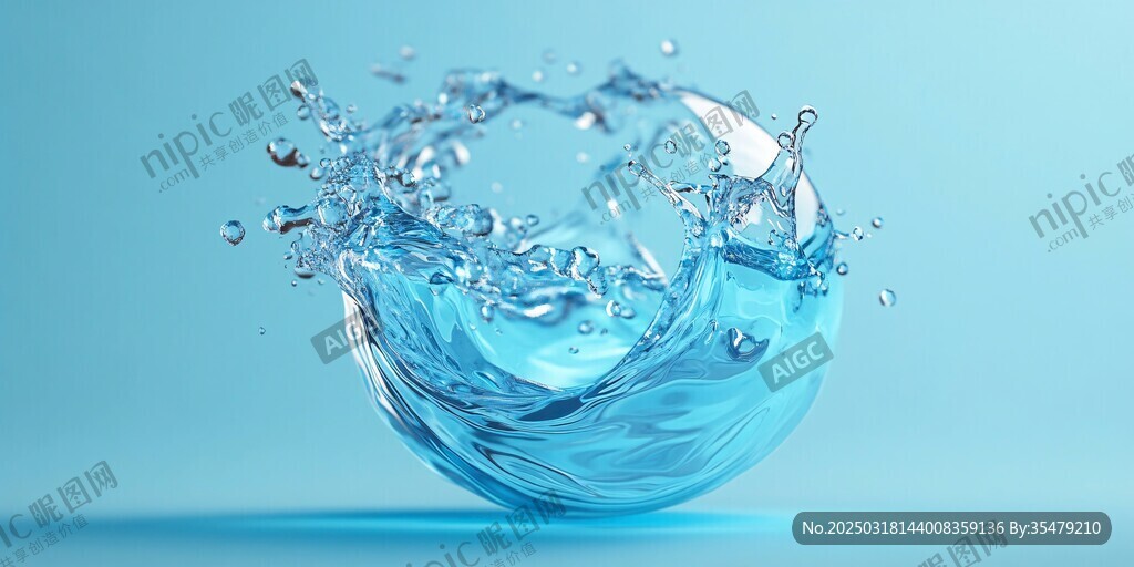 水晶般清澈的液體飛濺