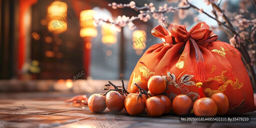 橙紅色的傳統(tǒng)中國新年場景